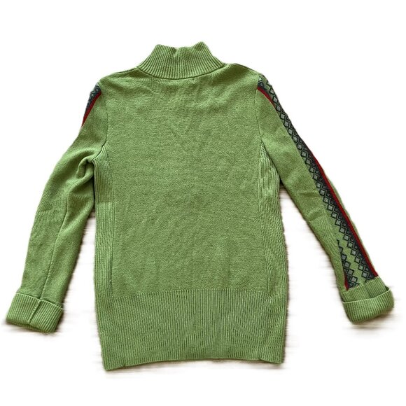 Eddie Bauer Nordic Style Merino Wool Knit Sweater Quarter Zip Green Women's Lg - Picture 6 of 8